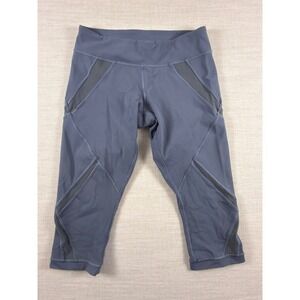 Lululemon Athletica Blue Gray Mesh Panel Crop Leggings Size 6 Activewear Yoga